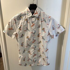 Express White Casual Button Down Shirt with Playful Design